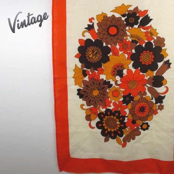 Vintage Linen Groovy Flower Power Tea Towel